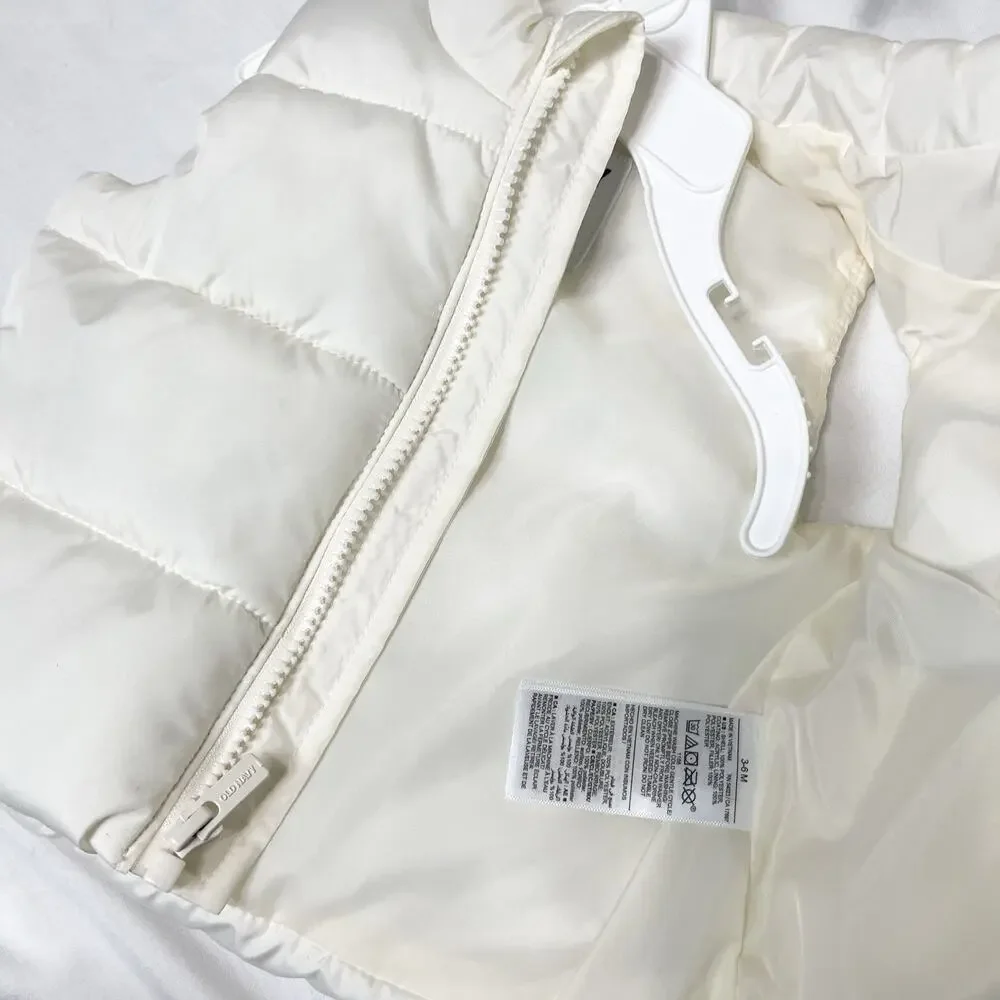 Old Navy‎ Girl's Water-Resistant Quilted Puffer Vest White Cream Size 3-6months